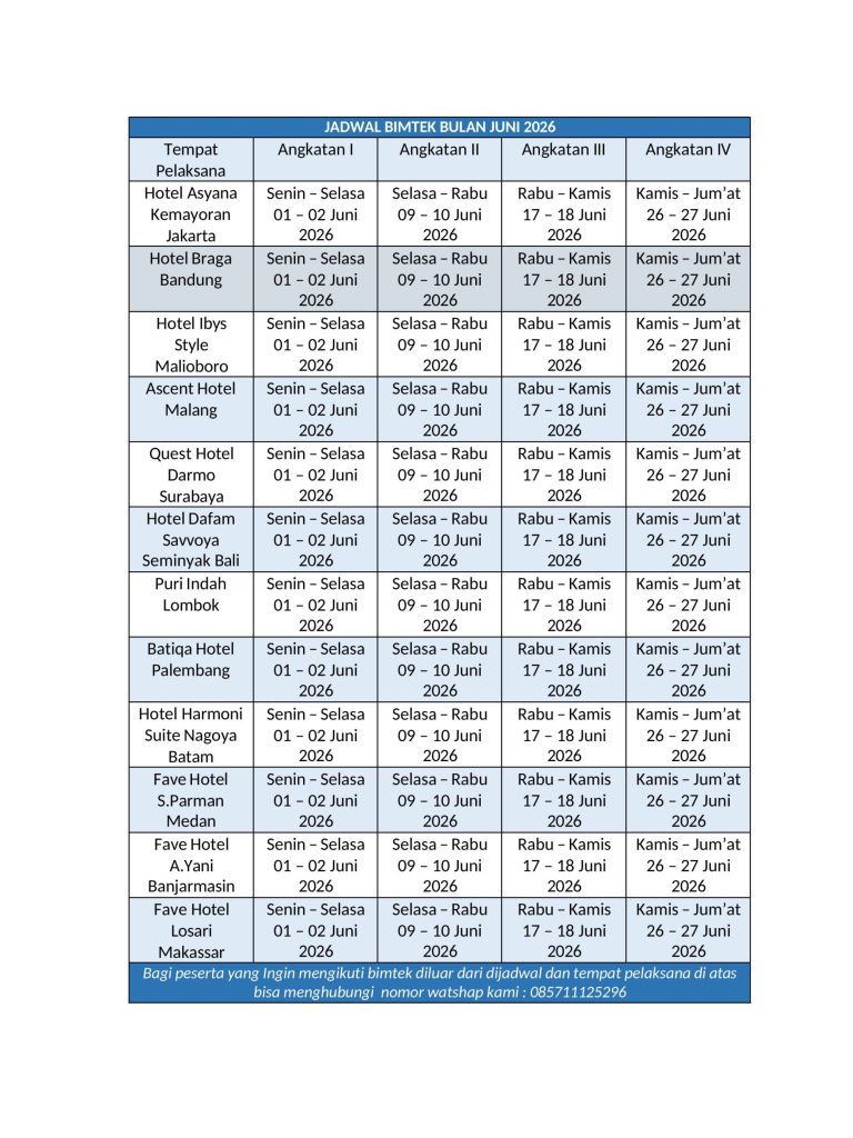 Jadwal Bimtek Juni 2026
